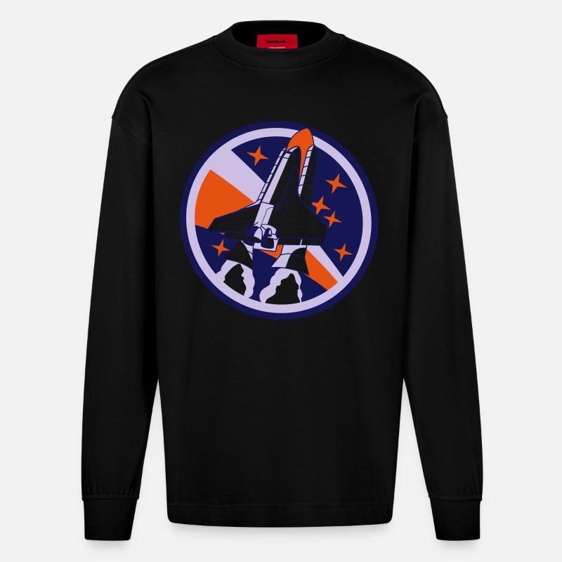 lancement de la navette spatiale - Manches longues bio épais oversize fabriqué en UE - SOLID BLACK