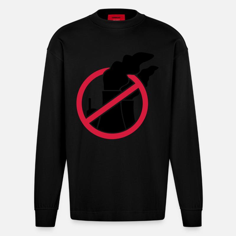 Atomkraft - Heavyweight Oversized Organic Langarmshirt Made in EU - SOLID BLACK