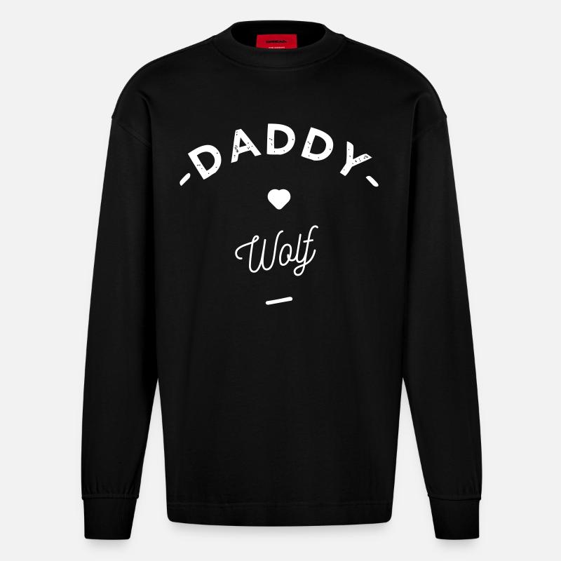 Daddy wolf - Manches longues bio épais oversize fabriqué en UE - SOLID BLACK