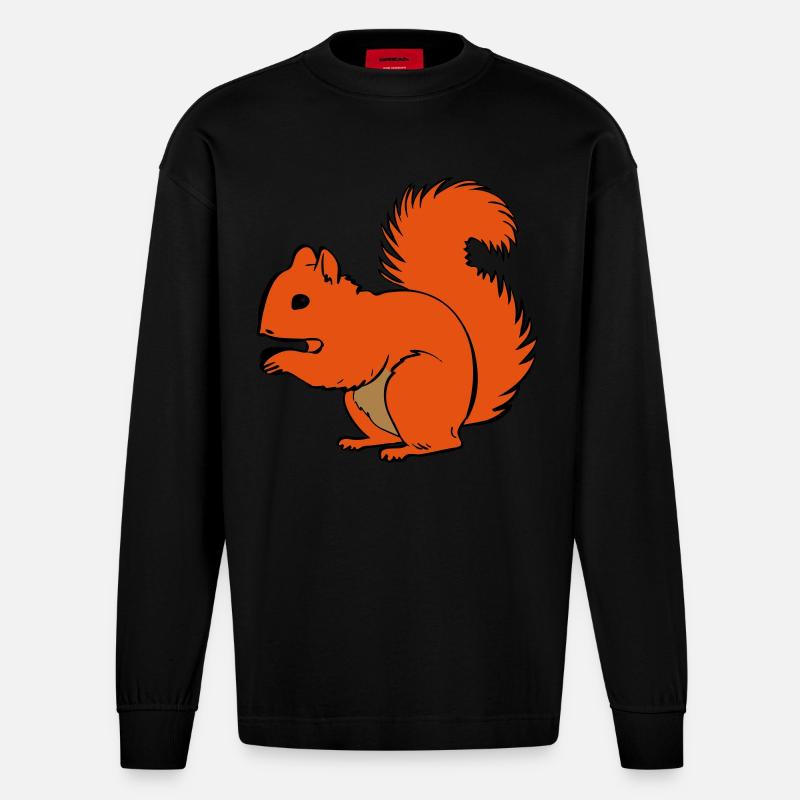 Eichhörnchen - Heavyweight Oversized Organic Langarmshirt Made in EU - SOLID BLACK