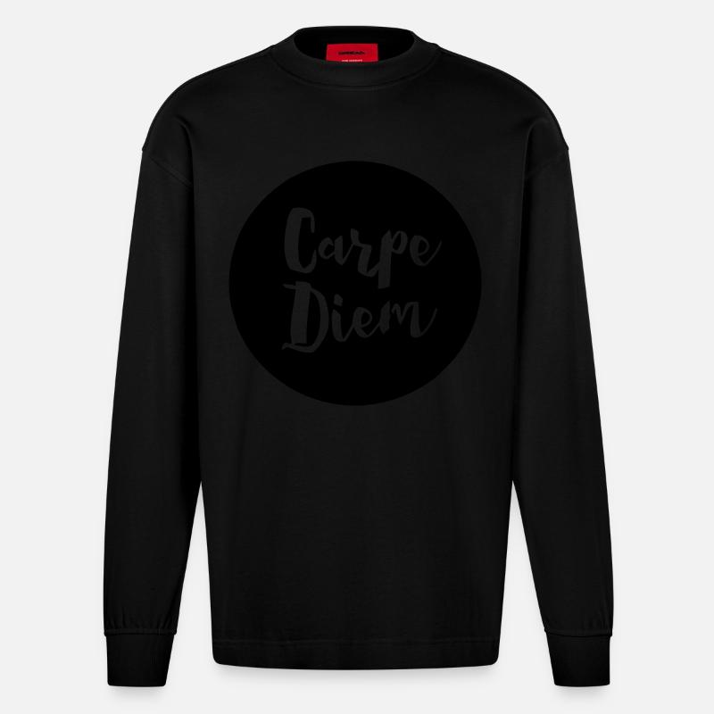 Carpe Diem - Heavyweight Oversized Organic Langarmshirt Made in EU - SOLID BLACK