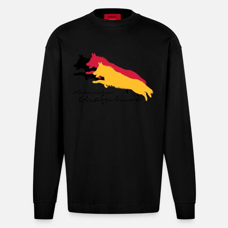 altdeutscher schäferhund - Heavyweight Oversized Organic Langarmshirt Made in EU - SOLID BLACK