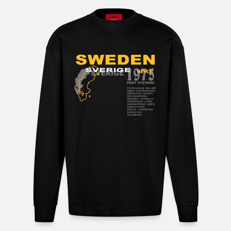 schweden - sweden - sverige - Manches longues bio épais oversize fabriqué en UE - SOLID BLACK