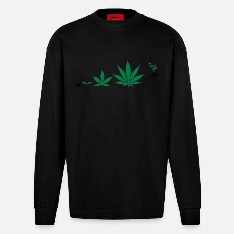 Cannabis development - Heavyweight Oversized Organic Langarmshirt Made in EU - SOLID BLACK