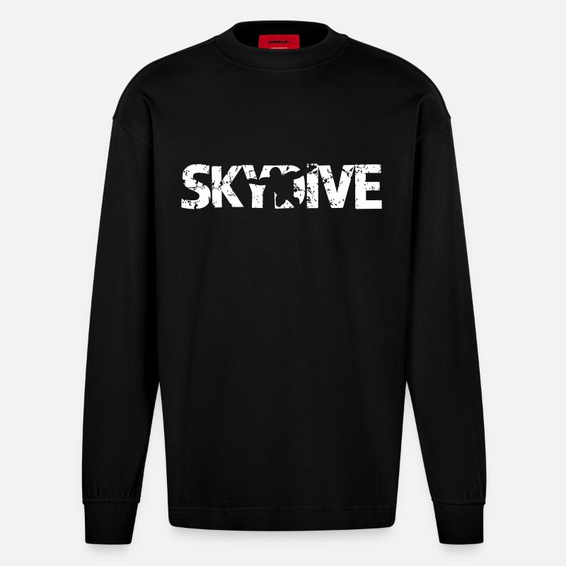 silhouette Skydive - Manches longues bio épais oversize fabriqué en UE - SOLID BLACK