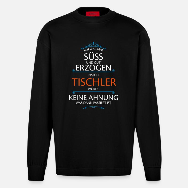 Tischler Beruf - Heavyweight Oversized Organic Langarmshirt Made in EU - SOLID BLACK