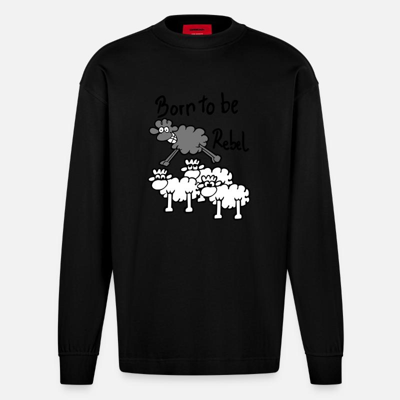 Born to be ... - Manches longues bio épais oversize fabriqué en UE - SOLID BLACK