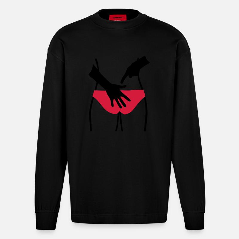 Beachvolleyball - Heavyweight Oversized Organic Langarmshirt Made in EU - SOLID BLACK