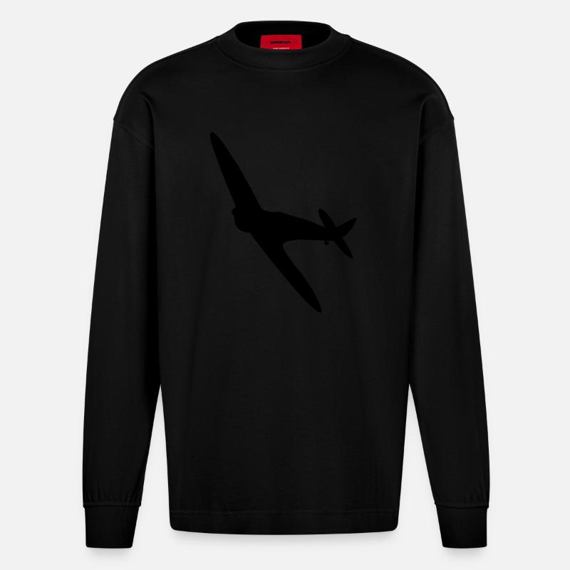 Spitfire-Silhouette - Heavyweight Oversized Organic Langarmshirt Made in EU - SOLID BLACK