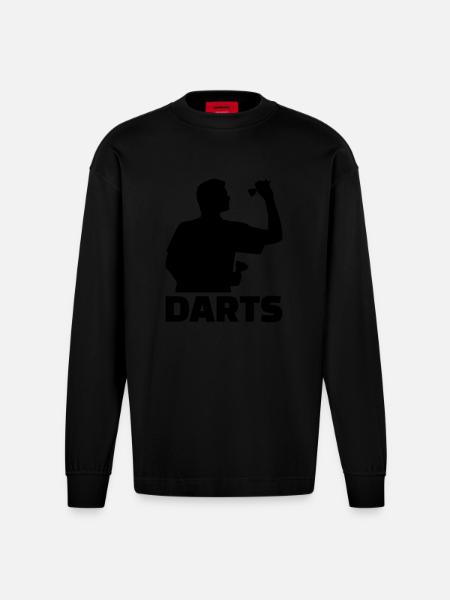 Darts - Ekologiczna koszulka oversize z długim rękawem z grubego materiału wyprodukowana w UE - SOLID BLACK