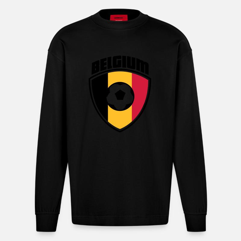 Belgien - Heavyweight Oversized Organic Langarmshirt Made in EU - SOLID BLACK