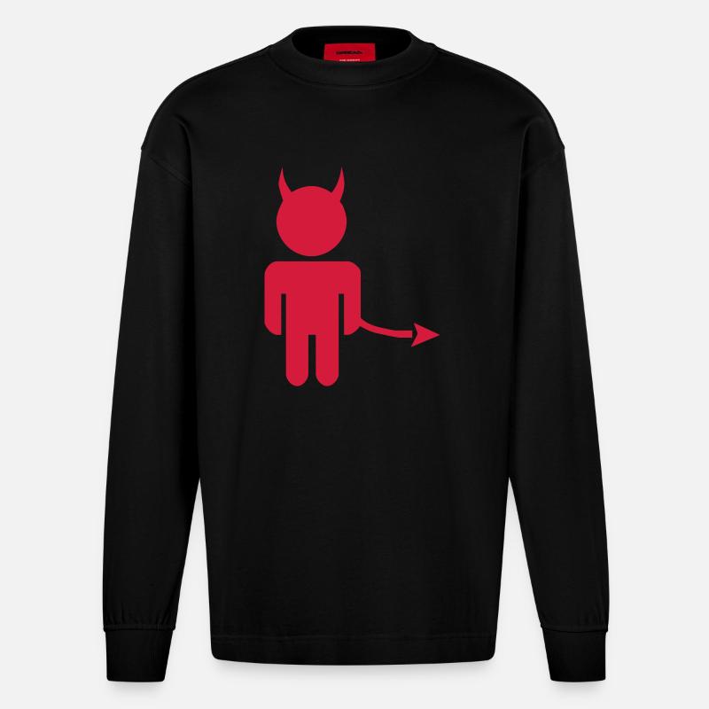little_devil - Manches longues bio épais oversize fabriqué en UE - SOLID BLACK