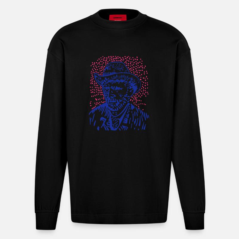 Vincent van Gogh - Heavyweight Oversized Organic Langarmshirt Made in EU - SOLID BLACK