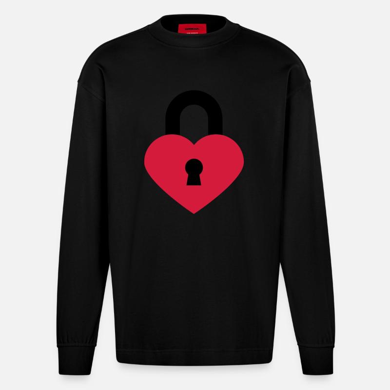 herzschloss_2c - Heavyweight Oversized Organic Langarmshirt Made in EU - SOLID BLACK