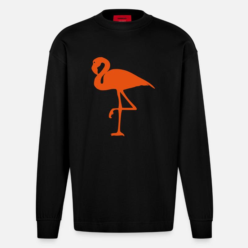 Flamingo - Heavyweight Oversized Organic Langarmshirt Made in EU - SOLID BLACK