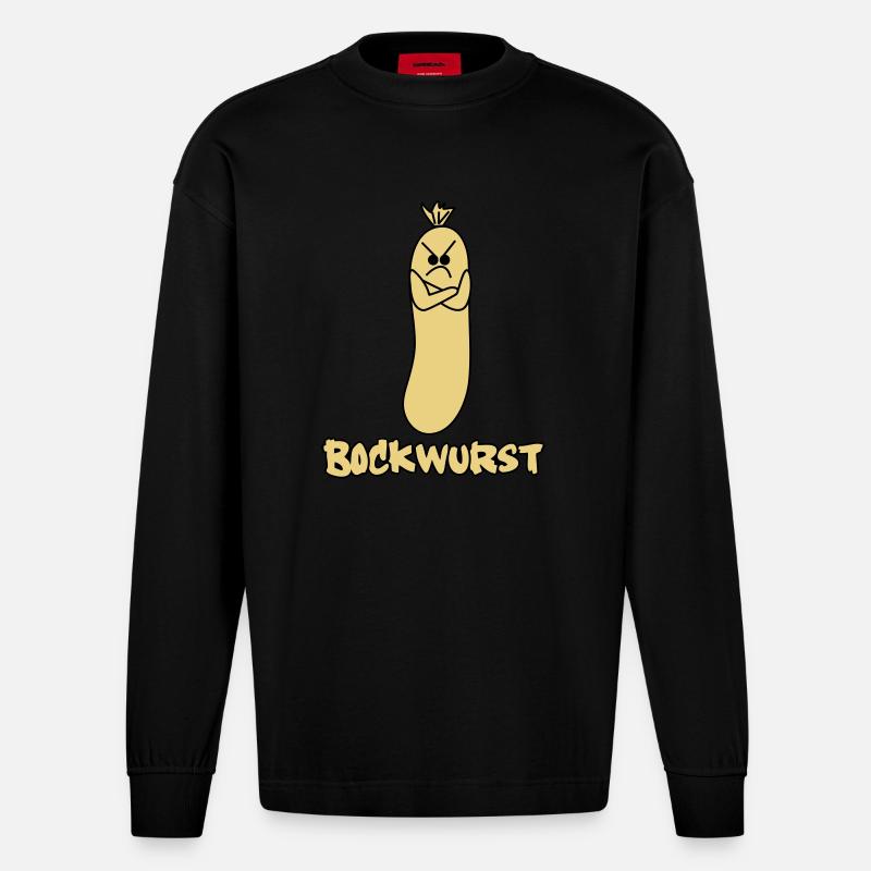 bockwurst - Heavyweight Oversized Organic Langarmshirt Made in EU - SOLID BLACK