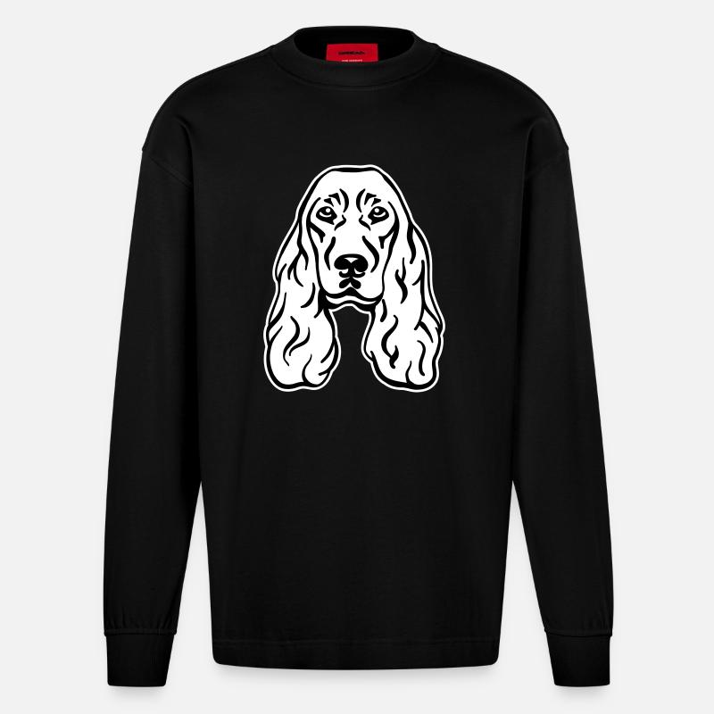 Cocker Spaniel - Manches longues bio épais oversize fabriqué en UE - SOLID BLACK