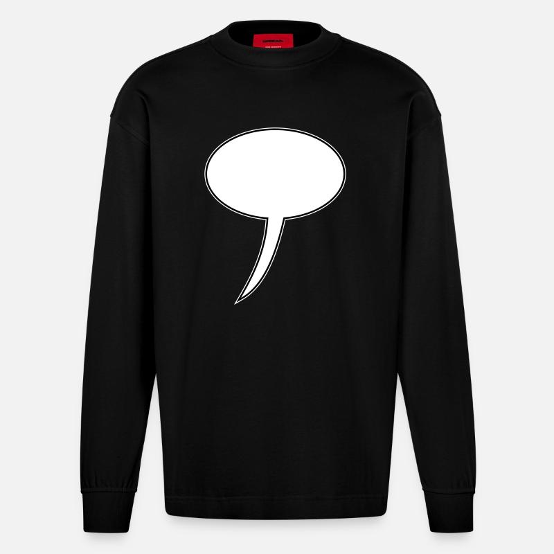 Speech Bubble Design Long - Heavyweight Oversized Organic Longsleeve Shirt Made in EU - SOLID BLACK