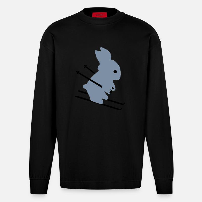 Ski Bunny - Heavyweight Oversized Organic Longsleeve Shirt Made in EU - SOLID BLACK