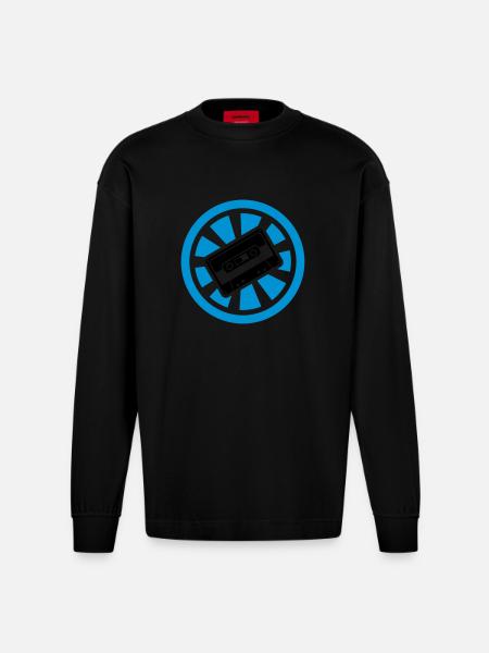 Cassette - Electro - Minimal - Heavyweight Oversized Organic Longsleeve Shirt Made in EU - SOLID BLACK