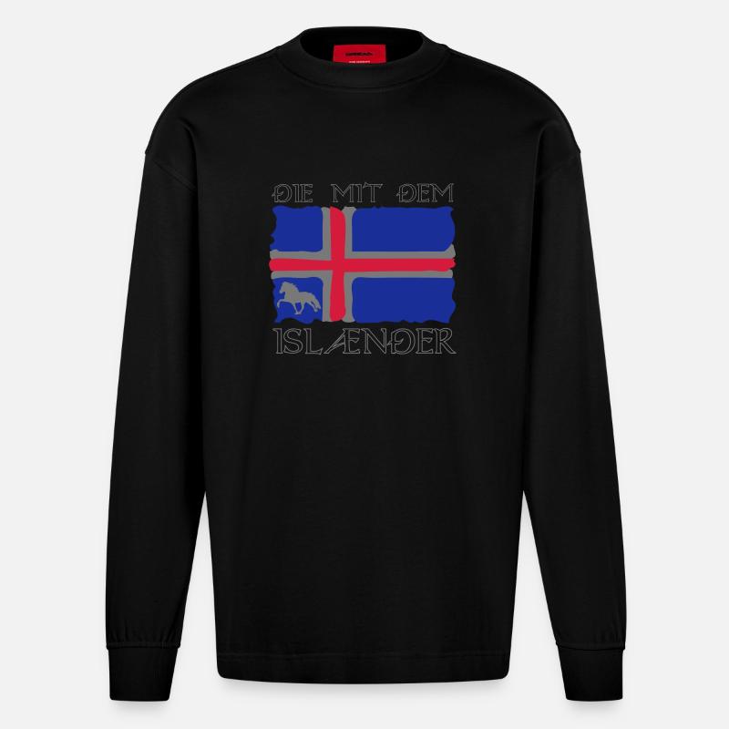 Die mit dem Isländer - Heavyweight Oversized Organic Langarmshirt Made in EU - SOLID BLACK