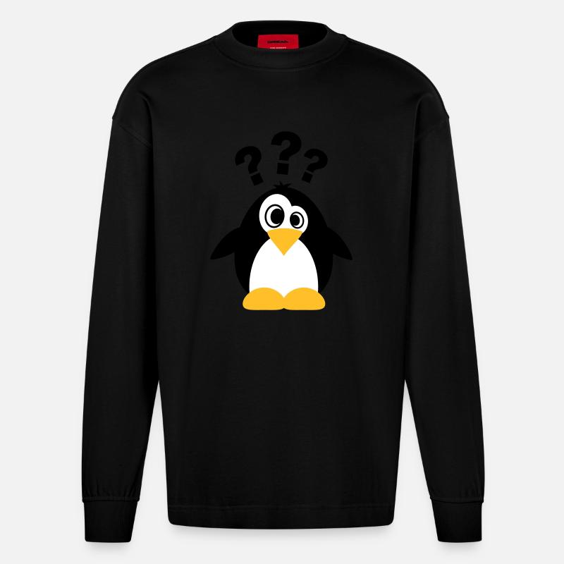 Dummer Pinguin - Heavyweight Oversized Organic Langarmshirt Made in EU - SOLID BLACK