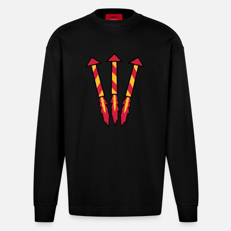 Firework Rockets - Heavyweight Oversized Organic Langarmshirt Made in EU - SOLID BLACK