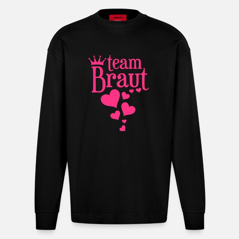 Team Braut - Junggesellinnenabschied - Heavyweight Oversized Organic Langarmshirt Made in EU - SOLID BLACK
