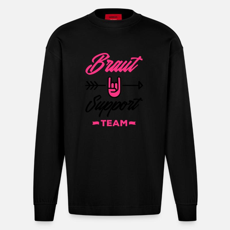 braut support team - Heavyweight Oversized Organic Langarmshirt Made in EU - SOLID BLACK