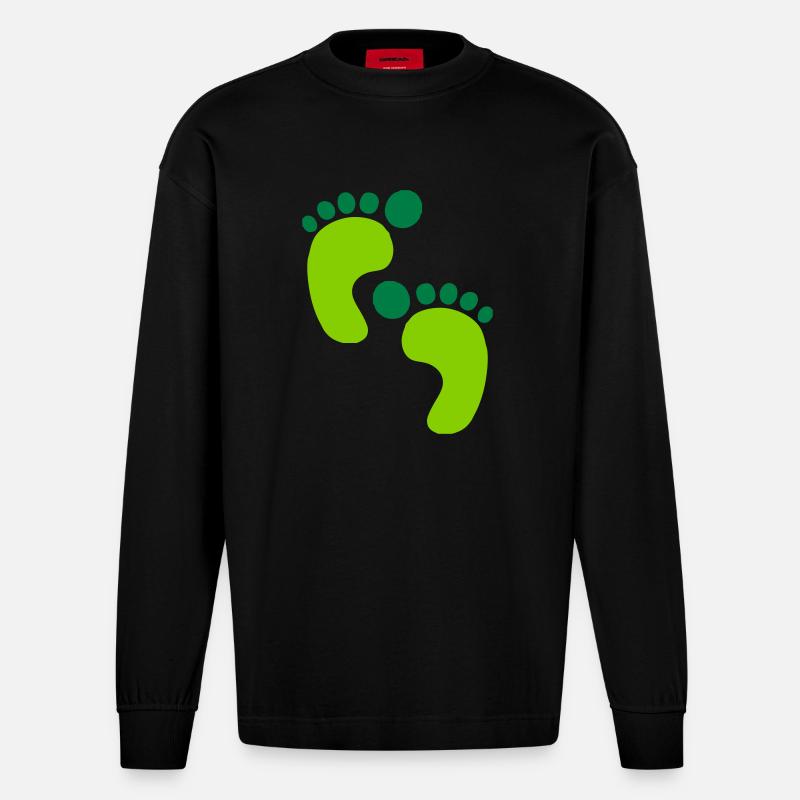 footprints2 - Heavyweight Oversized Organic Langarmshirt Made in EU - SOLID BLACK