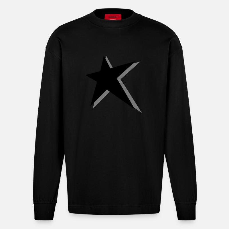 Stern - Heavyweight Oversized Organic Langarmshirt Made in EU - SOLID BLACK