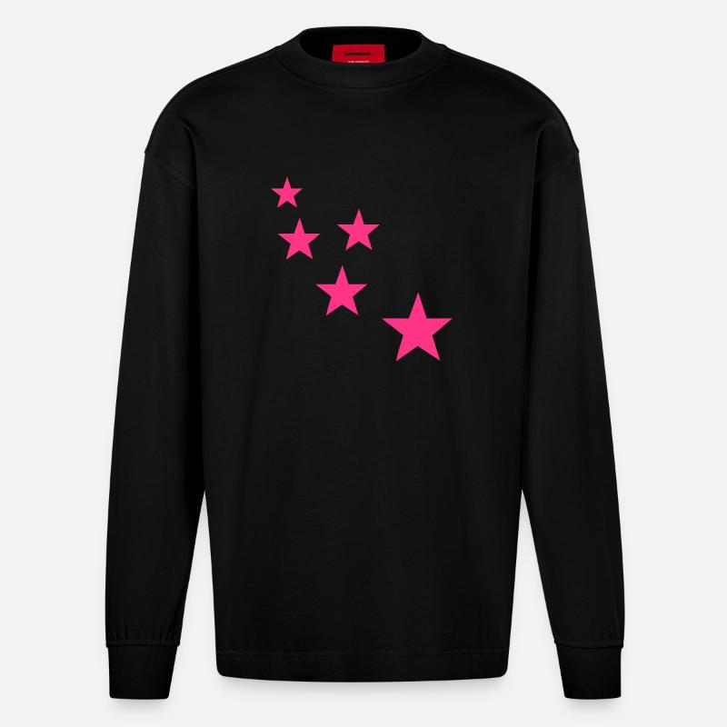 stars - Heavyweight Oversized Organic Langarmshirt Made in EU - SOLID BLACK