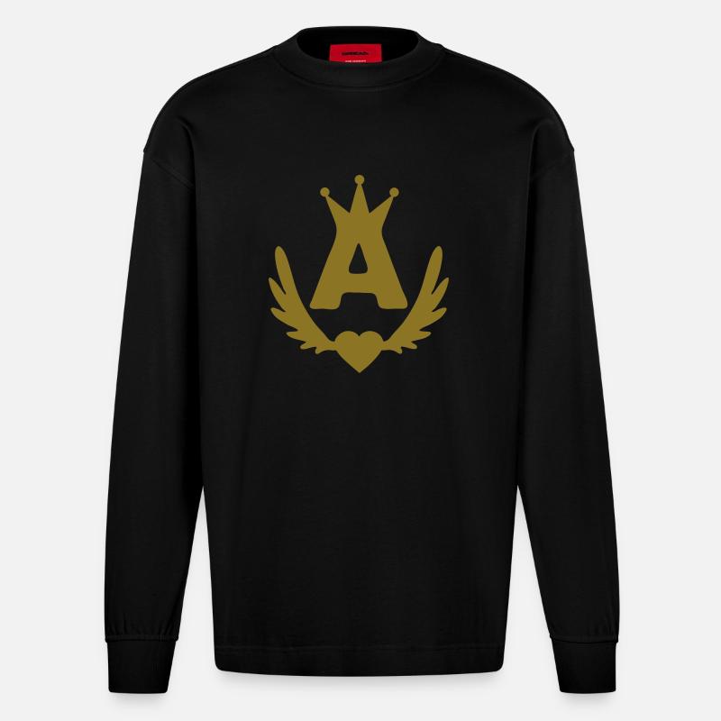 a_real_winged_heart - Heavyweight Oversized Organic Langarmshirt Made in EU - SOLID BLACK