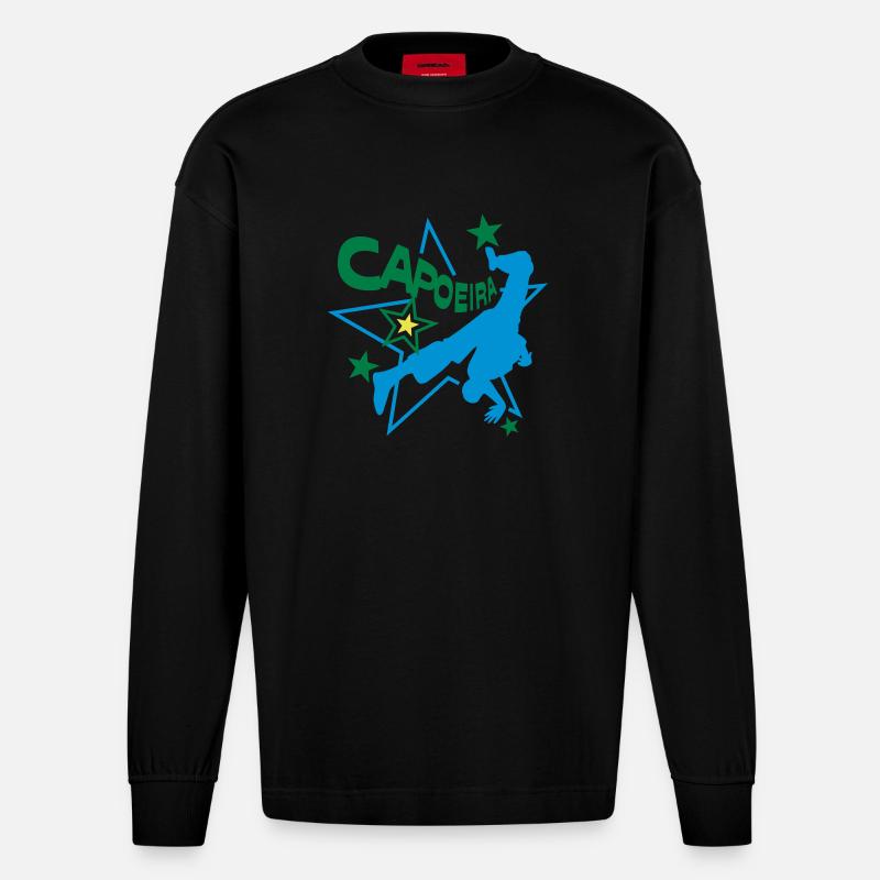 Capoeira - Heavyweight Oversized Organic Langarmshirt Made in EU - SOLID BLACK