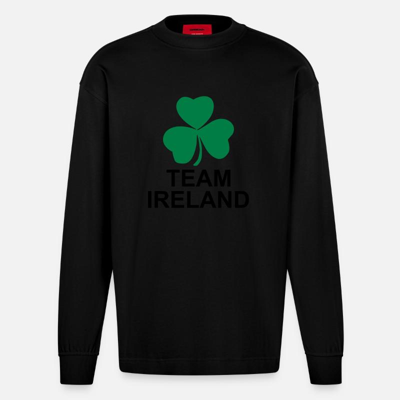 Team Ireland - Heavyweight Oversized Organic Langarmshirt Made in EU - SOLID BLACK