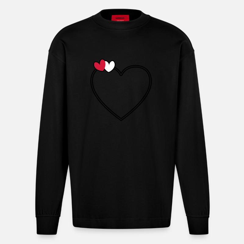 2 hearts heart frame - Heavyweight Oversized Organic Longsleeve Shirt Made in EU - SOLID BLACK
