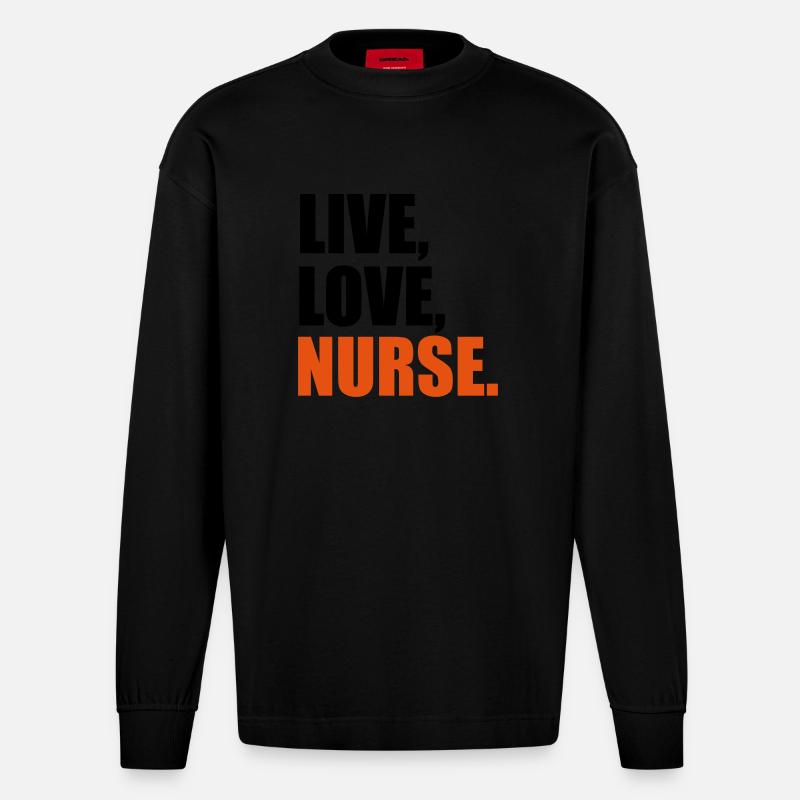 krankenschwester - Heavyweight Oversized Organic Langarmshirt Made in EU - SOLID BLACK