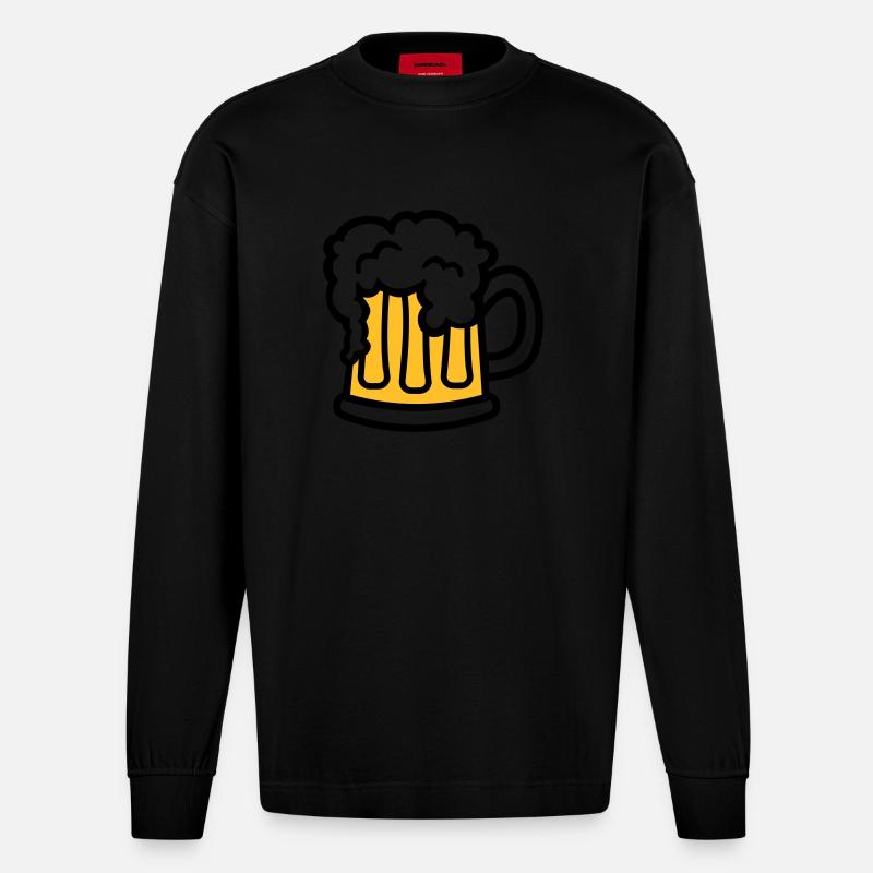Bier - Heavyweight Oversized Organic Langarmshirt Made in EU - SOLID BLACK