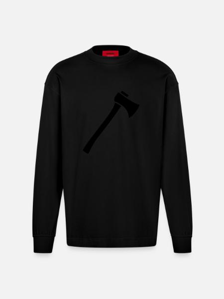 Hache - Manches longues bio épais oversize fabriqué en UE - SOLID BLACK