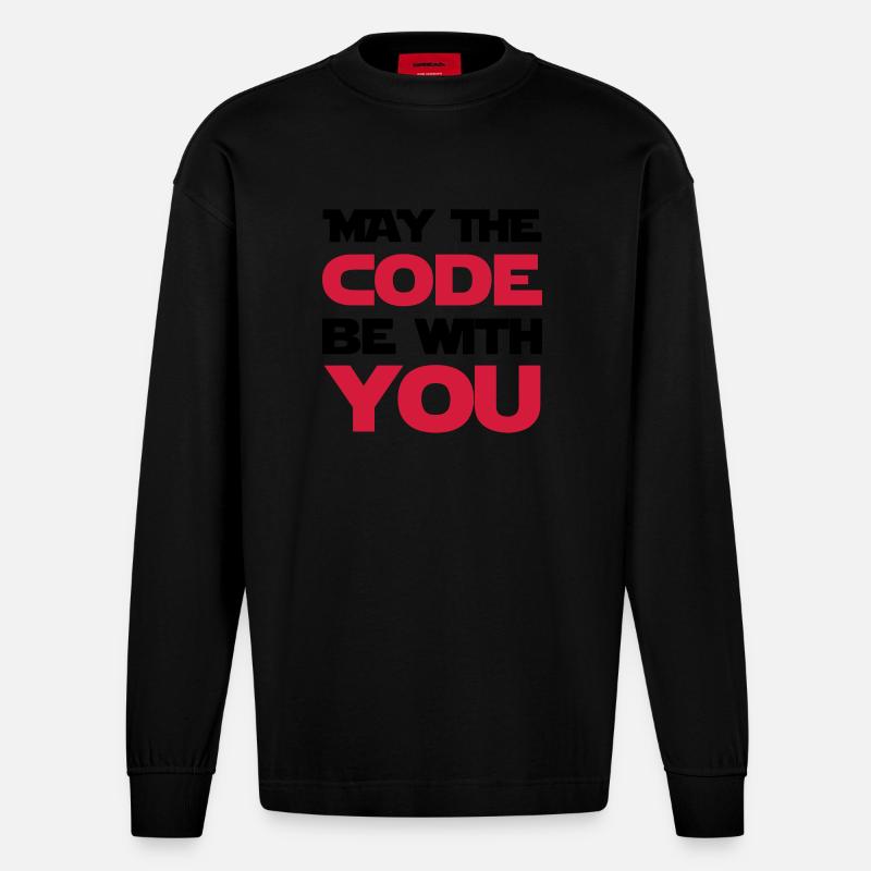 Computer / Developer / Geek / Code / Funny - Heavyweight Oversized Organic Longsleeve Shirt Made in EU - SOLID BLACK