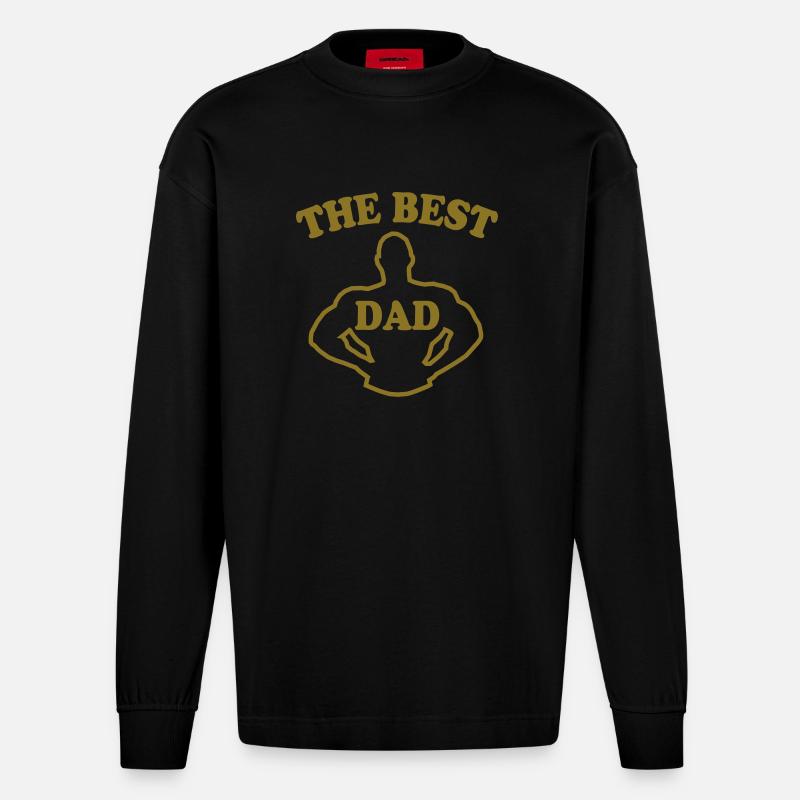 The best dad - Heavyweight Oversized Organic Langarmshirt Made in EU - SOLID BLACK