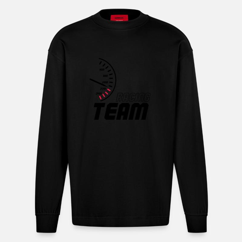 racing_team_01 - Manches longues bio épais oversize fabriqué en UE - SOLID BLACK