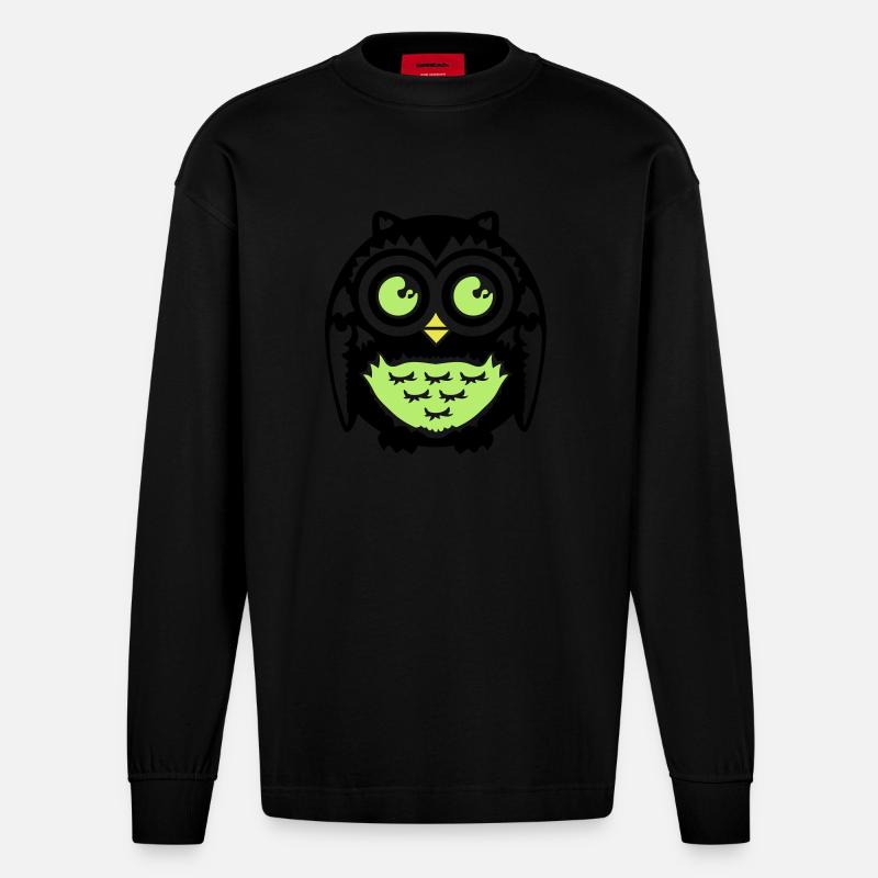 Eule - Heavyweight Oversized Organic Langarmshirt Made in EU - SOLID BLACK