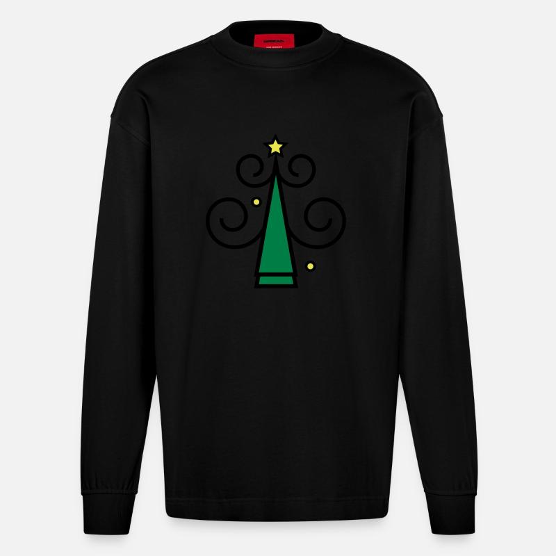 Weihnachtsbaum Symbol z1 - Heavyweight Oversized Organic Langarmshirt Made in EU - SOLID BLACK