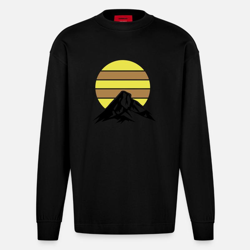 berge gebirge - Heavyweight Oversized Organic Langarmshirt Made in EU - SOLID BLACK