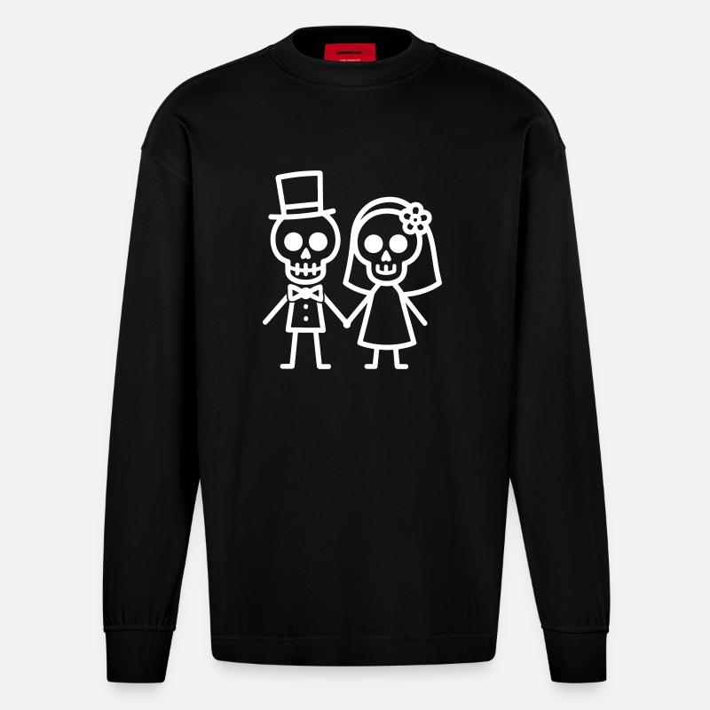 Hochzeit Ehepaar - Heavyweight Oversized Organic Langarmshirt Made in EU - SOLID BLACK