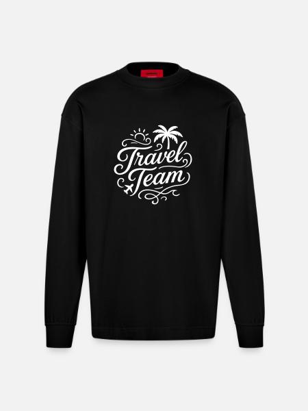 Travel Team - Heavyweight Oversized Organic Longsleeve Shirt Made in EU - SOLID BLACK