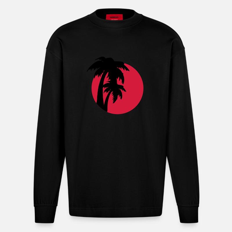 palms - Heavyweight Oversized Organic Langarmshirt Made in EU - SOLID BLACK