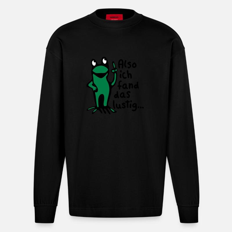 Frosch + Spruch - Heavyweight Oversized Organic Langarmshirt Made in EU - SOLID BLACK