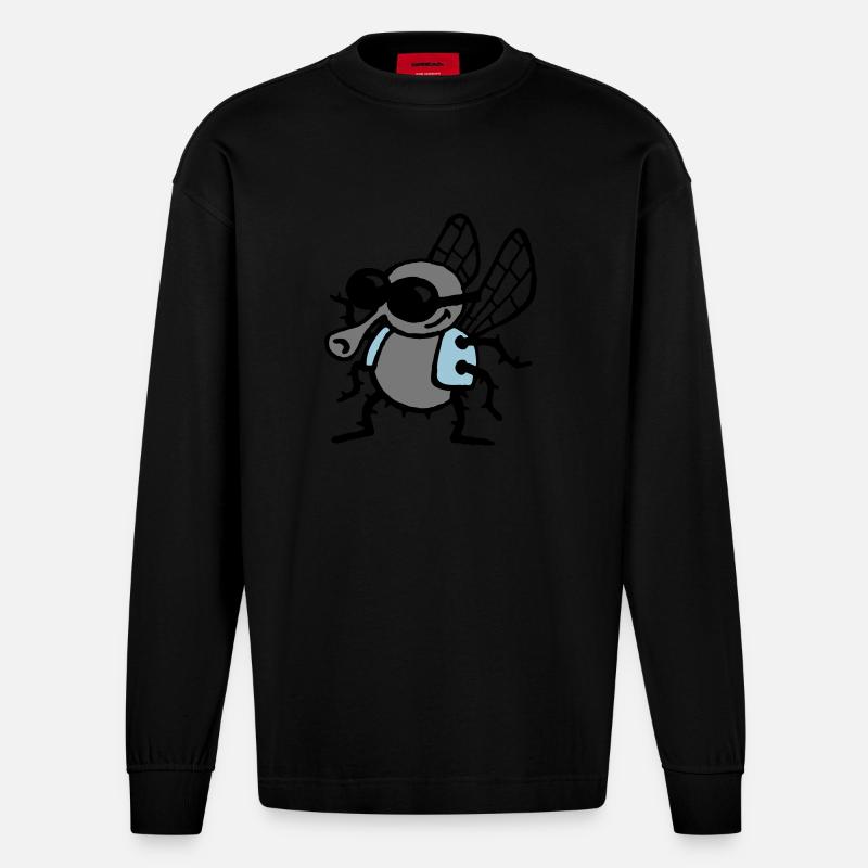 cool_fly_3c_white - Manches longues bio épais oversize fabriqué en UE - SOLID BLACK